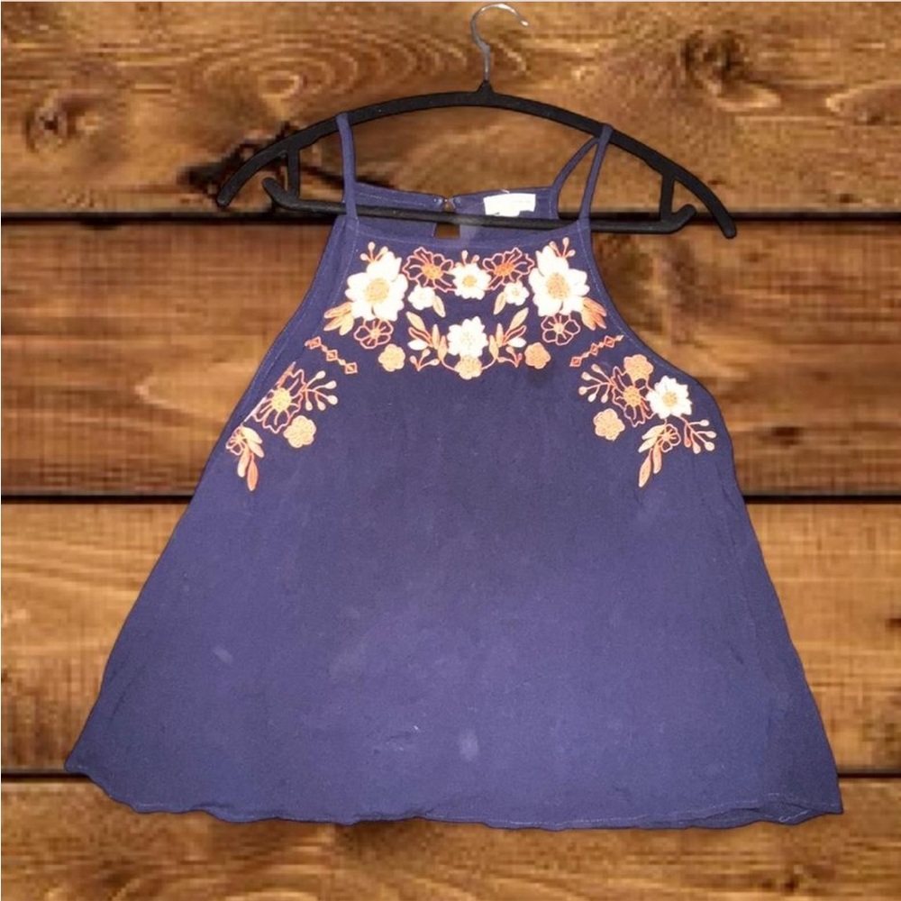 Love on a Hanger Purple Floral Embroidered Tank Top